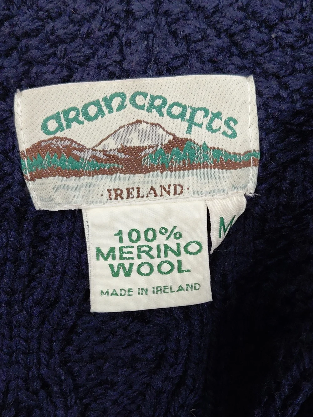 Aran Crafts Double Breasted Merino Wool Cardigan Women's Size Medium Navy Blue